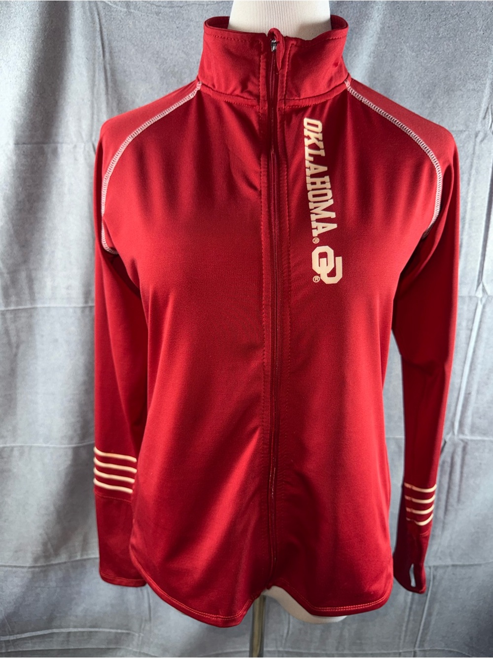 2655-Pro Edge Red Oklahoma Full-Zip Bomber Jacket